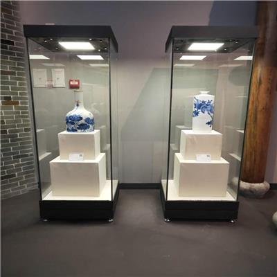 博物馆大型文物恒温恒湿全景玻璃独立展示柜定制