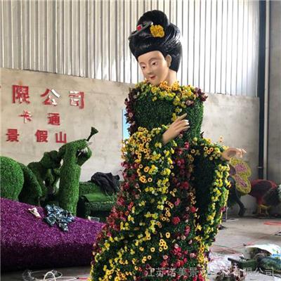 安徽园林景区花仙子绿雕摆件 仿真人物雕塑