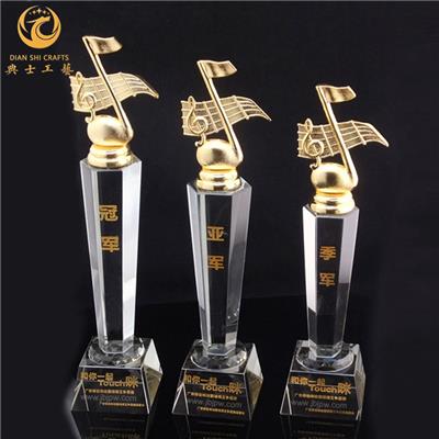 上海奖杯制作厂家，金属音符奖杯，歌唱比赛品，歌咏比赛奖杯定制