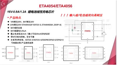 钰泰ETA4054，100-800mA限流可调线性充电方案