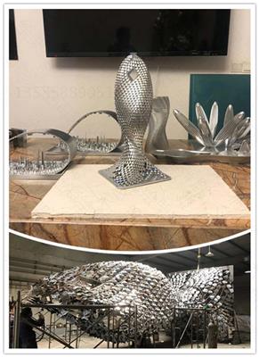 海南大型不锈钢抽象鱼雕塑 公园镂空动物雕塑定制