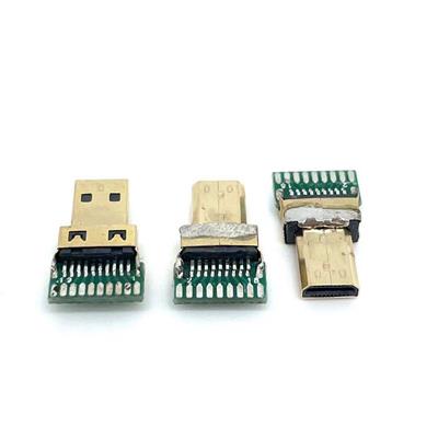 MICRO 麦克HDMI夹板公头D型口夹板HDMI公头 带板公头 铜壳镀金