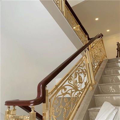 室内设计参考 汕头新中式别墅铜艺楼梯案例