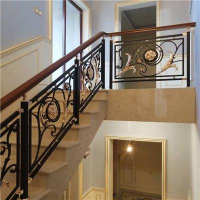 K金铜楼梯扶手2021新款式 铝合金别墅楼梯扶手想不到的潮流