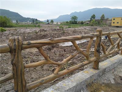 重慶永川縣水泥仿木欄桿，手工仿樹枝護欄，仿木樹樁欄桿廠家