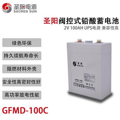圣阳GFMD-100C 2V100AH 阀控式铅酸蓄电池 免维护 持久续航 UPS电源
