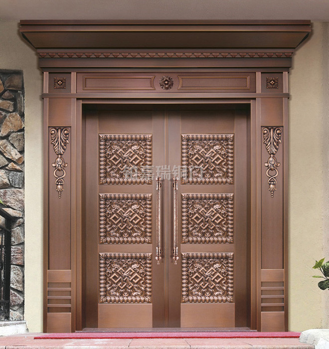 武汉江夏铜门-武汉瑞铜质大门-铜旋转门