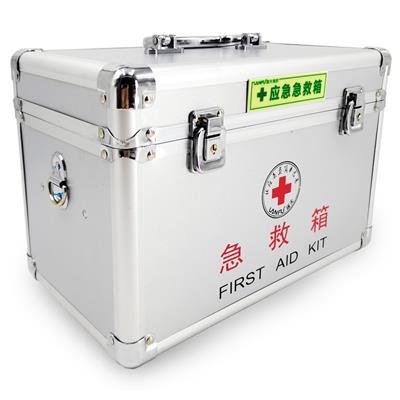 蓝夫双层铝合金急救箱家庭小药箱车载急救用品收纳箱LF-16025