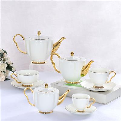 唯奥陶瓷咖啡杯碟套装 下午茶花茶骨瓷咖啡具 家用金边欧式咖啡具现货