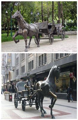 开封古镇景区人物驾马车铸铜雕塑 拍照背景欧式马车