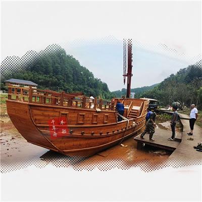 千年舟木船厂定制12米郑和宝船 仿古木船 景观木船 标志船