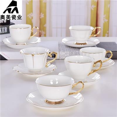 批发欧式金边咖啡杯 家用简约陶瓷咖啡杯碟套装