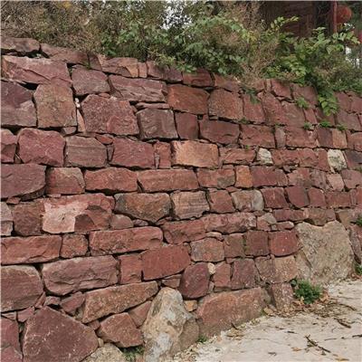红色垒墙石 黄木纹垒墙石加工定制 自然面砌墙石加工厂