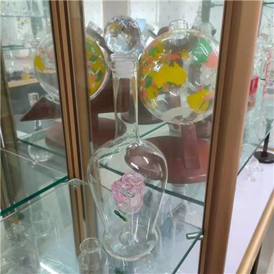 河间华企手工制作内置玫瑰花酒瓶高硼硅玻璃酒瓶透明密封创意艺术泡酒瓶
