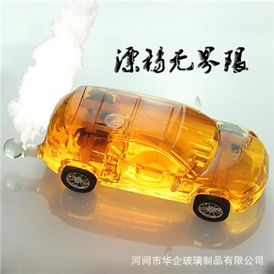 河间华企手工吹制异形汽车造型玻璃艺术工艺创意透明泡酒瓶