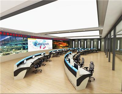 非标定做天津融媒体中心控制台 2022现代科技感弧形操作台