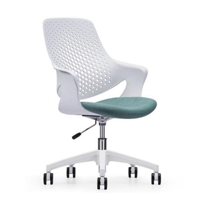 弘卓白色塑胶镂空靠背办公椅时尚会议椅电脑椅