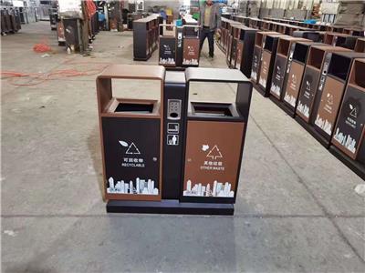 太原镀锌板二分类带盖垃圾桶 公园环卫垃圾箱