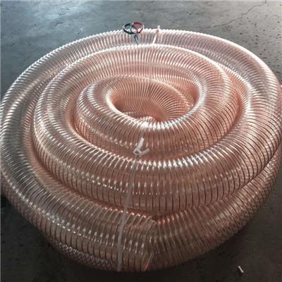 PU聚酯风管镀铜钢丝软管工业吸尘木工雕刻机透明伸缩通风管0.63