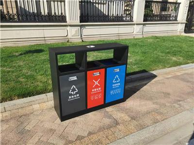 运城三分类镀锌板垃圾桶 公园公共环卫垃圾箱