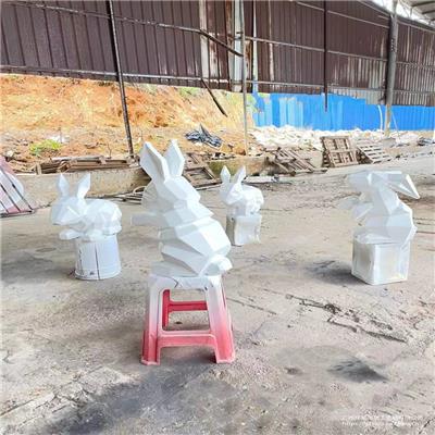 园林动物模型雕塑玻璃钢兔子 公园草坪幼儿园动物雕塑