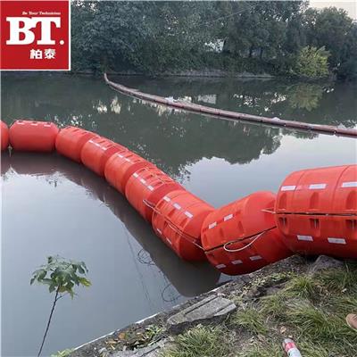 杭州七堡水闸漂浮垃圾拦截浮筒方案 柏泰夹网拦污浮筒