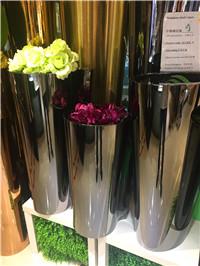 不锈钢花盆花瓶商场落地大花器商场圆形花盆户外长形花槽花箱定制