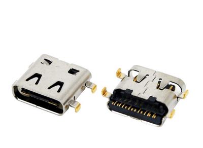 TYPE-C USB 3.1母座——90度4脚插板单排SMT针16PIN带定位柱