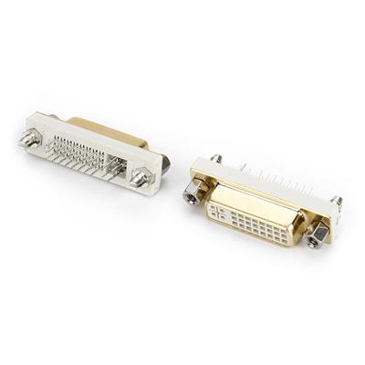 DVI 24+5 180度公针半金白胶外壳镀金铆铜柱锁螺丝DIV连接器
