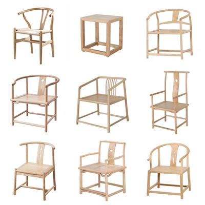 新中式实木圈椅方凳梳妆凳太师禅椅白蜡木主人椅客椅茶椅官帽椅子