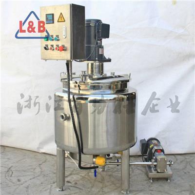 电动不锈钢搅拌桶 电加热搅拌罐 小型冷热缸果汁生产系统