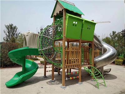 河北石家庄幼儿园设施，儿童滑梯，塑木不锈钢滑梯