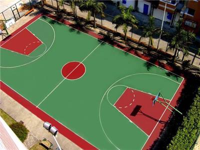 硅PU室外篮球场运动场地施工 体育馆、学校、社区篮球场施工