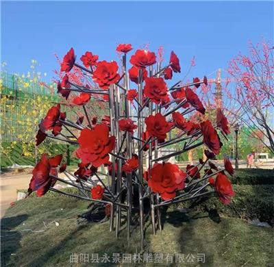大型 不锈钢玫瑰花雕塑定制 镜面花朵公园绿地庭院景观摆件 永景雕塑