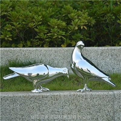 户外 不锈钢镜面鸽子雕塑 抽象动物小鸟海鸥景观园林摆件 永景雕塑