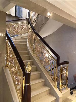 现代铜雕刻楼梯护栏 欧式楼梯扶手制作