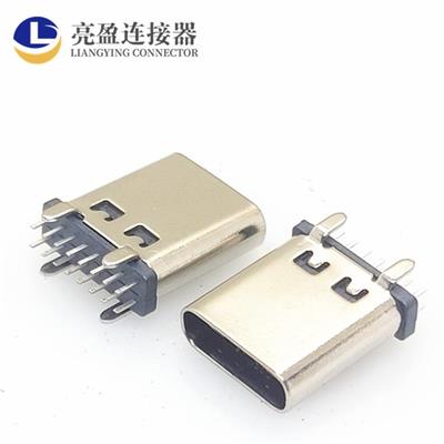 USB连接器 TYPE-C母座 16P 180度直立式插板 四角插件 长1.0-10.5MM TYPE-C母座