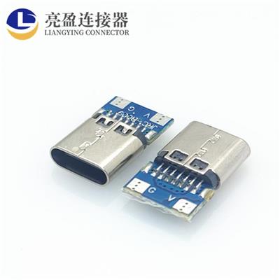 USB连接器 TYPE-C母座 14P 焊线式带PCB板 俩芯焊线 三次模** TYPE-C母座