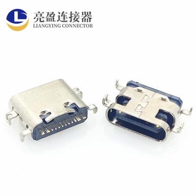 USB连接器 TYPE-C母座 16P 沉板板0.8-1.0-1.6MM 短体6.5MM 三次模** TYPE-C母座