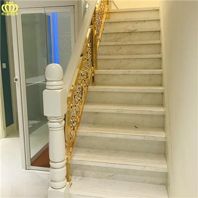 长春现代黄铜雕花楼梯设计
