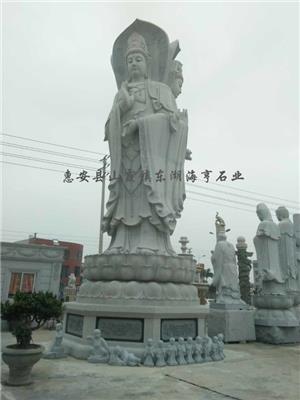 惠安海亨三面观音菩萨雕像寺庙景区石佛滴水观世音雕塑