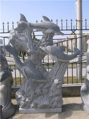惠安海亨海洋馆大理石海豚 石雕海狮雕刻 公园海豚动物雕塑