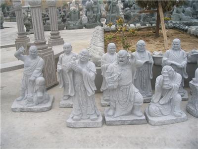 惠安海亨石雕十八罗汉 寺庙青石江龙罗汉雕塑 人物神像雕刻