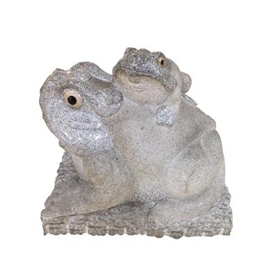花岗岩石雕青蛙 做旧母子蛙石雕摆件 园林动物青蛙石雕