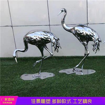 不锈钢火烈鸟雕塑镜面动物摆件304材质户外庄园景观佳景定制