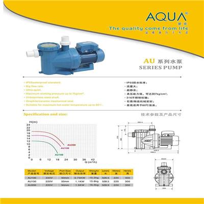爱克AU系列水泵 泳池水处理设备 AQUA 游泳池过滤系统