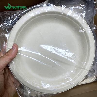 一次性秸秆餐盘防水防油六寸圆盘 环保纸浆盘子