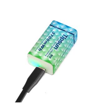 帝晨Tipsun9V可充方形电池 USB充电Type-C接口 3700mWh容量单粒包
