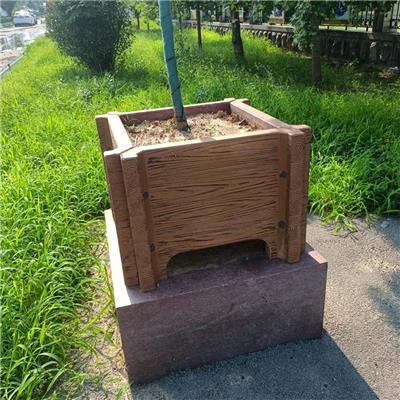 木纹花箱水泥制品 钢筋混凝土花箱 可拆卸仿木花箱