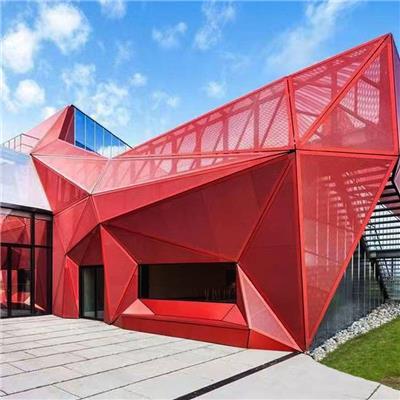 红色造型包柱铝单板 氟碳外墙铝单板 安装方法
